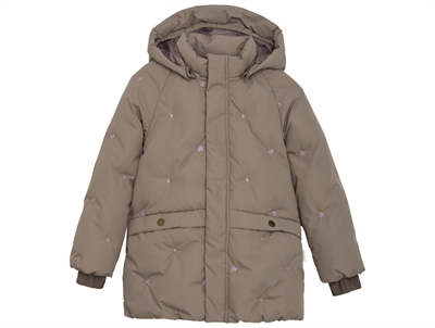 En Fant puffer jacket fungi with embroidered flowers
