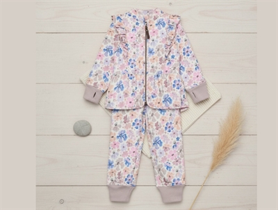 En Fant thermo set cloud gray with floral print and ruffles