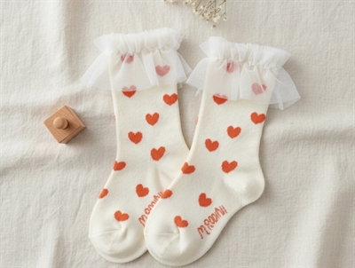 Mini Rodini white heart frill socks (2-pack)