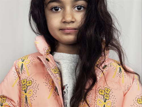 Buy Mini Rodini pink winter flowers city puffer winter jacket at