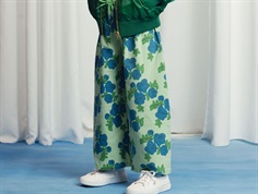 Mini Rodini pants green with blue roses