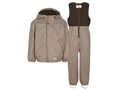 MarMar Obo rain set brown with stripes and fleece lining