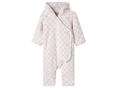 MarMar pramsuit beige with flower print and button closure