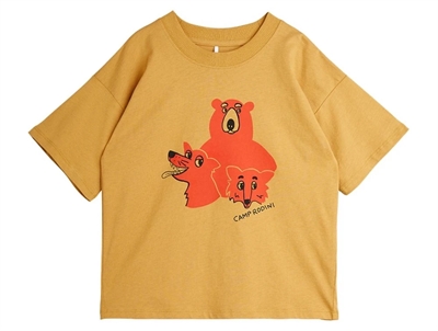 Mini Rodini t-shirt beige with Camp Rodini motif  