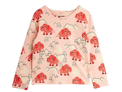 Mini Rodini T-shirt pink with mammoth print and long sleeves
