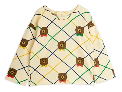 Mini Rodini T-shirt off-white with bear print and long sleeves