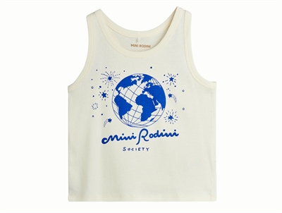 Mini Rodini white tank top with society print