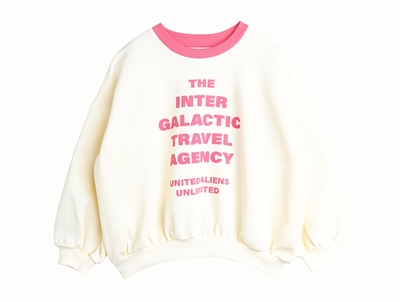 Mini Rodini off-white sweatshirt with travel agency print