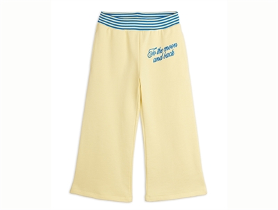 Mini Rodini yellow sweatpants with To the Moon embroidery