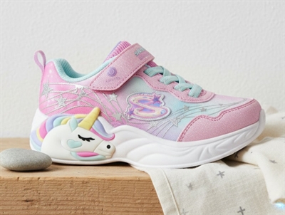 Skechers pink/turquoise unicorn dreams sneaker with blink