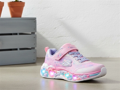 Skechers sneakers pink with hearts and lights