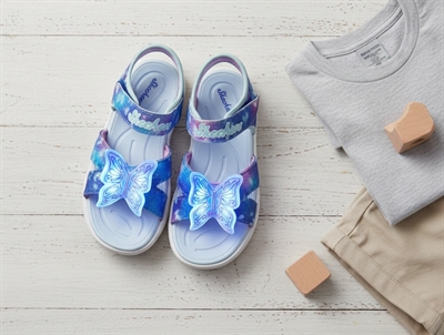 Skechers sandal turquoise with butterfly, glitter and lights  