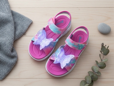 Skechers sandal turquoise with butterfly, glitter and lights  