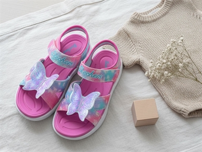 Skechers sandal turquoise with butterfly, glitter and lights  