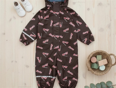 CeLaVi rainsuit java fire trucks with fleece lining