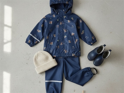 CeLaVi rain set oceania with fleece lining and dog print