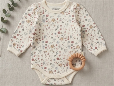 CeLaVi withered rose floral woolen bodysuit