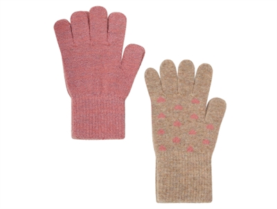 CeLaVi gloves brick dust with hearts in wool 2-pack
