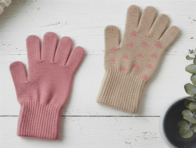 CeLaVi gloves brick dust with hearts in wool 2-pack