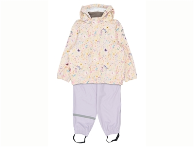 Mikk-line rain set purple and off-white with butterfly print