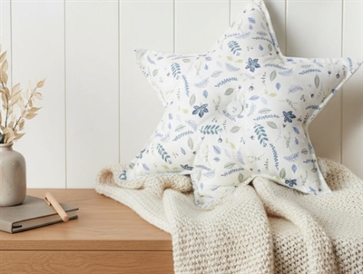 Cam Cam star pillow pressed leaves blue