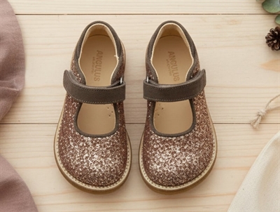 Angulus maple taupe glitter tulle shoes