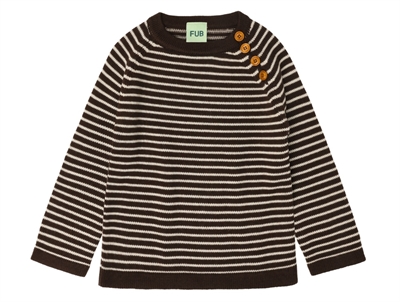 FUB sweater mocca/ecru with stripes in merino wool