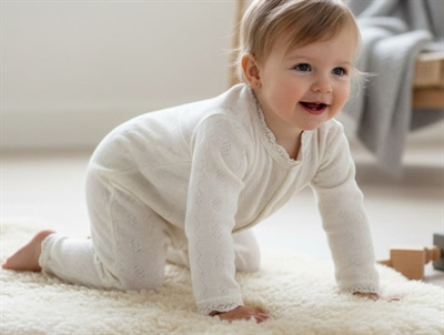 Joha natural jumpsuit merino wool/silk with lace  