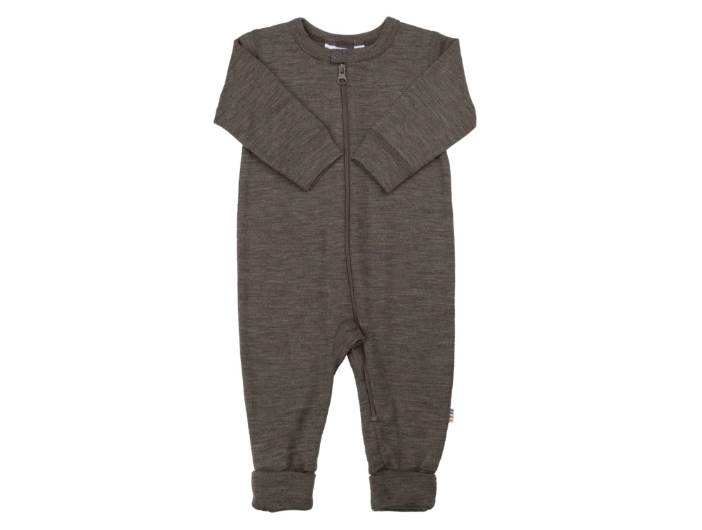 Joha wool suit merino wool/silk brown melange with zipper and 2-in-1 foot