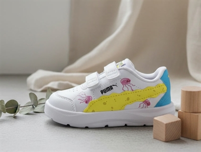 Puma white celandine/blue pink sneaker Evolve Court SpongeBob