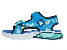 Skechers sandal blue with lime and pixel pattern  
