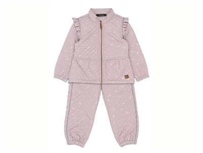 Mikk-line thermo set pink with bow print and ruffles