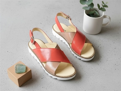 Angulus dark peach/coral sandal patent, buckle