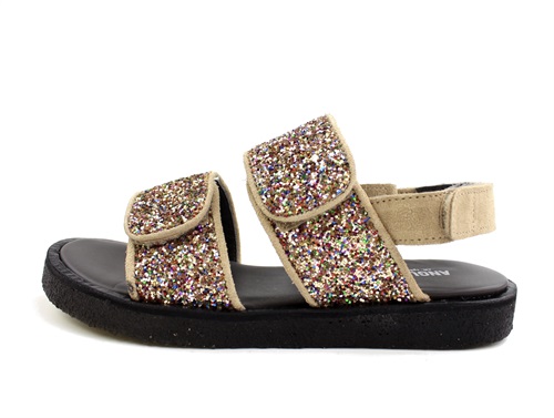 Angulus sand multi glitter sandal velcro