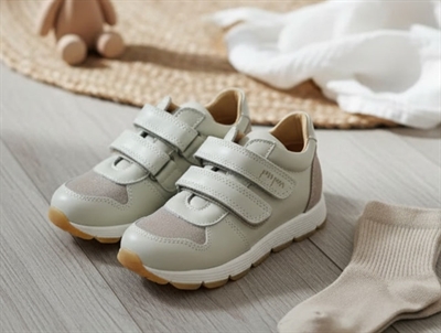 Pom Pom sneaker light gray combi with velcro