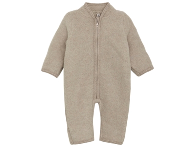 Huttelihut pramsuit camel melange in wool fleece with fold-over at sleeves and legs