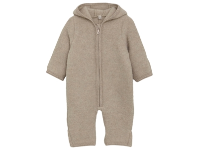 Huttelihut pramsuit camel melange in soft wool fleece with long ears
