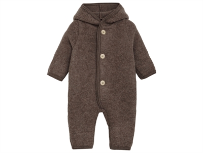 Huttelihut pramsuit brown melange in soft wool fleece with pointed hood