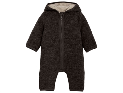 Huttelihut pramsuit dark brown melange with hood