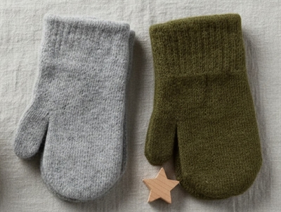 CeLaVi military olive knit mittens wool/nylon (2-pack)  