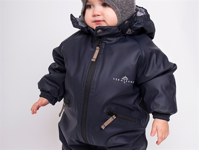 VER de TERRE rubber snowsuit navy with detachable hood