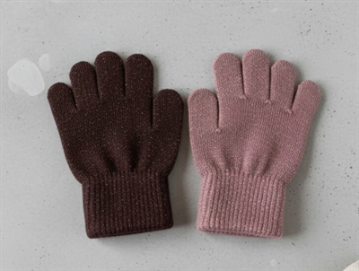 CeLaVi rose brown glitter wool/nylon mittens (2-pack)