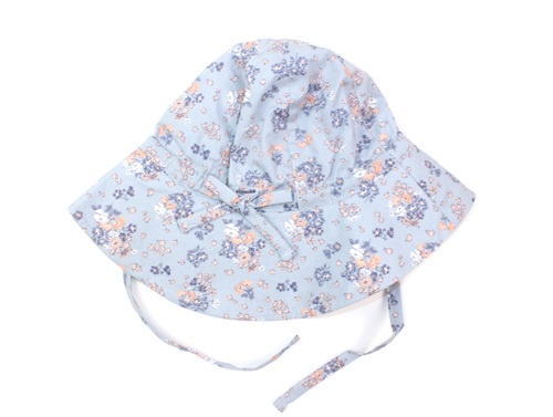 Wheat sun hat pearl blue flowers