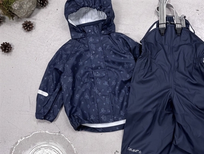CeLaVi dark navy printed rain gear pants and jacket
