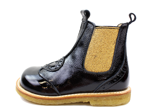 Buy Angulus ancle boot black/gold lacquer with heart at MilkyWalk