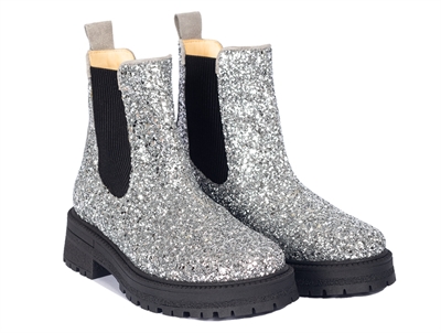 Angulus black glitter bootie with elastic