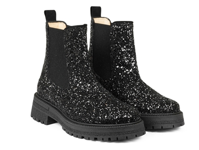 Angulus black glitter bootie with elastic