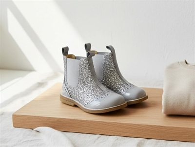 Angulus grey glitter bootie with perforations