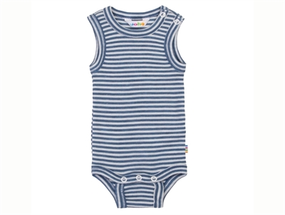 Joha blue striped sleeveless wool/silk bodysuit