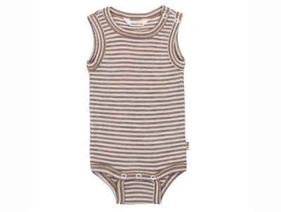 Joha dark beige striped sleeveless wool/silk bodysuit